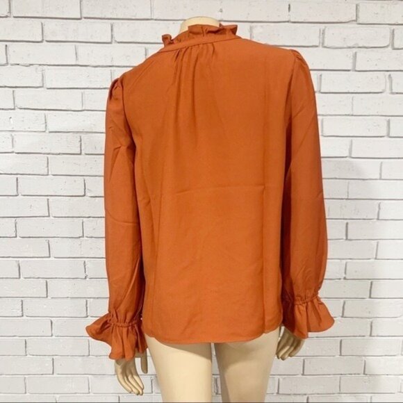 J.Crew Gathered Ruffle Drapey Top in Deep Ember - Picture 6 of 10
